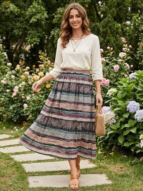 Justin B Jones Womens Skirt Vtg Boho XL